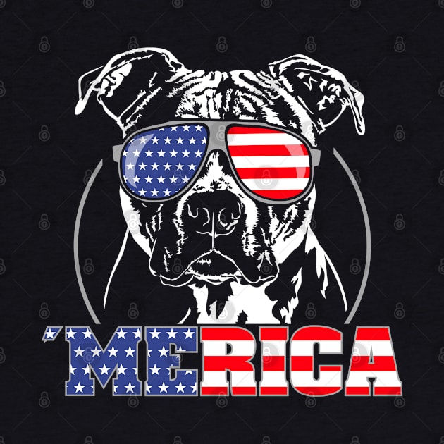 Proud Patriotic Merica Pitbull American Flag sunglasses by wilsigns